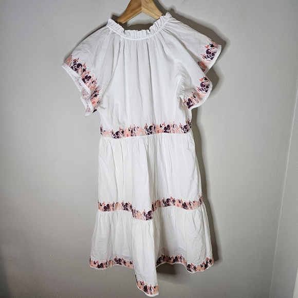 Marie Oliver White Embroidered Tiered Cotton Prairie Dress XXS - Picture 2 of 7